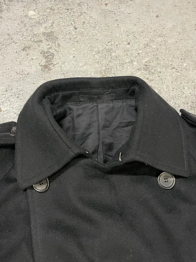 AW2012 Gucci Black Buttoned Wool Trench Coat eKXZzAZ 8