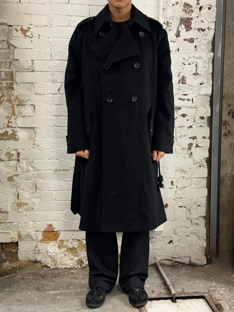 AW2012 Gucci Black Buttoned Wool Trench Coat eKXZzAZ 1