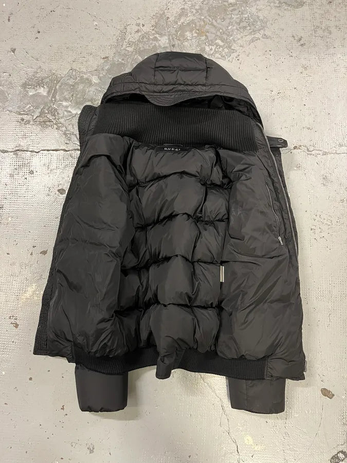 AW2012 Gucci Black Puffer Bomber Hooded Jacket uOSyOPM 9