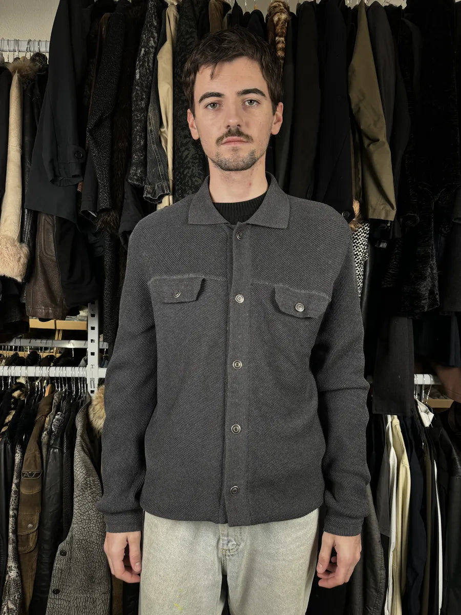 AW2012 Maison Margiela Anthracite Grey Signature Buttoned Cardigan Jacket BPyCJBk 2