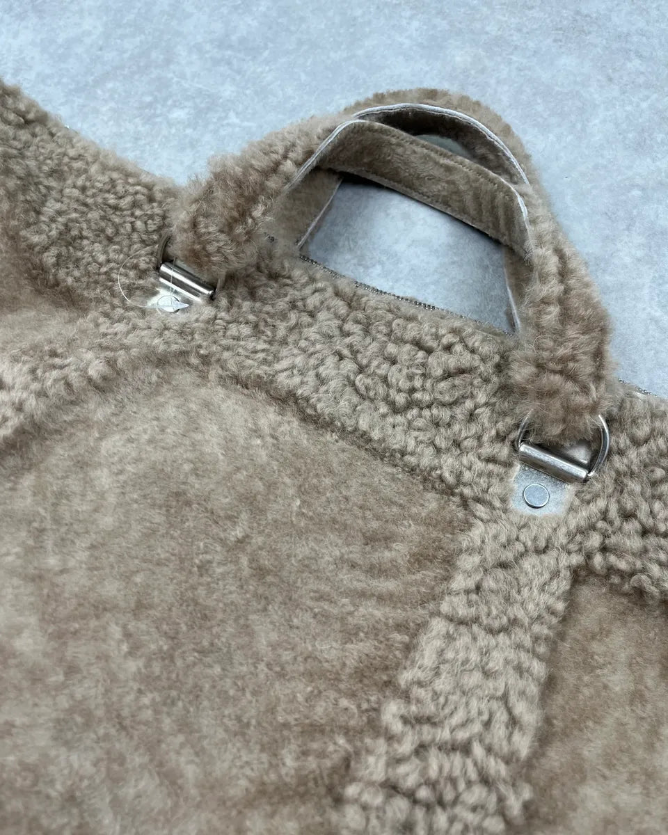 AW2012 Maison Margiela Beige Shearling Fur Crossbody Bag  vgxffDN 5