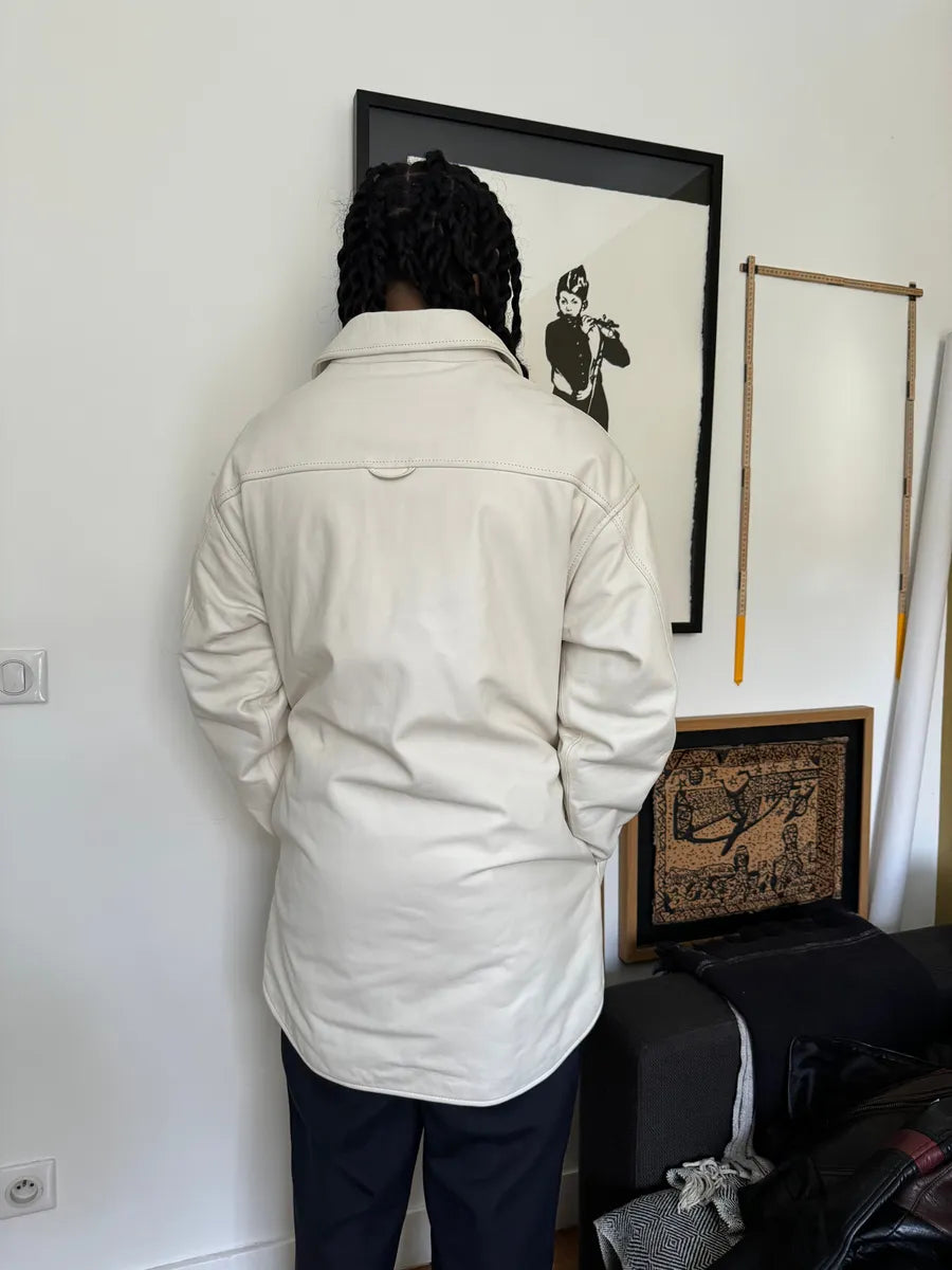 AW2012 Maison Margiela H&M White Leather Shirt Jacket ymZLUKu 2