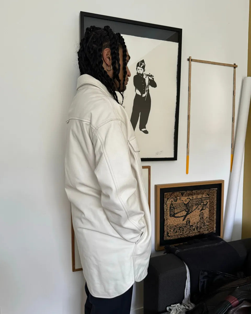 AW2012 Maison Margiela H&M White Leather Shirt Jacket ymZLUKu 3