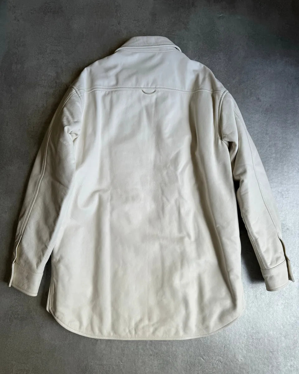 AW2012 Maison Margiela H&M White Leather Shirt Jacket ymZLUKu 4