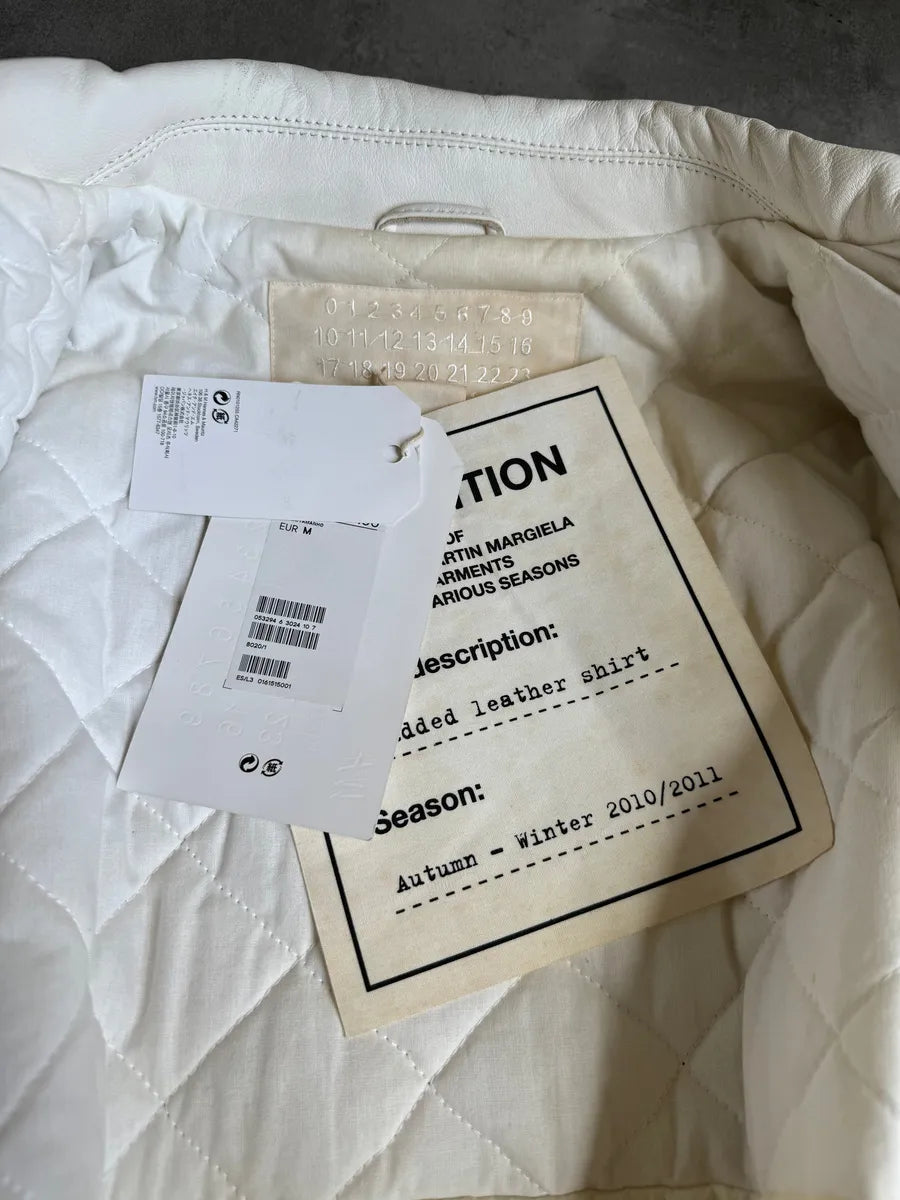 AW2012 Maison Margiela H&M White Leather Shirt Jacket ymZLUKu 7
