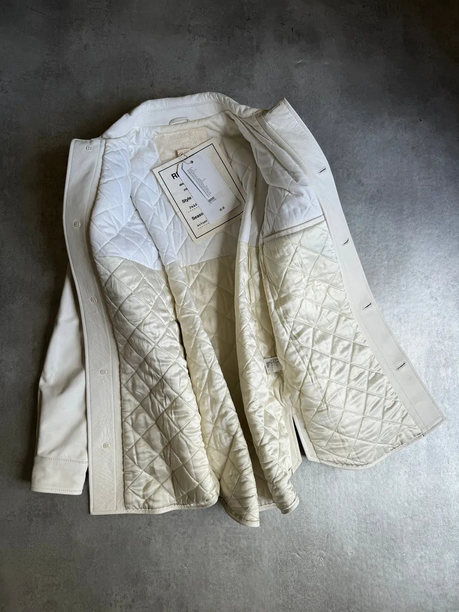 AW2012 Maison Margiela H&M White Leather Shirt Jacket ymZLUKu 8