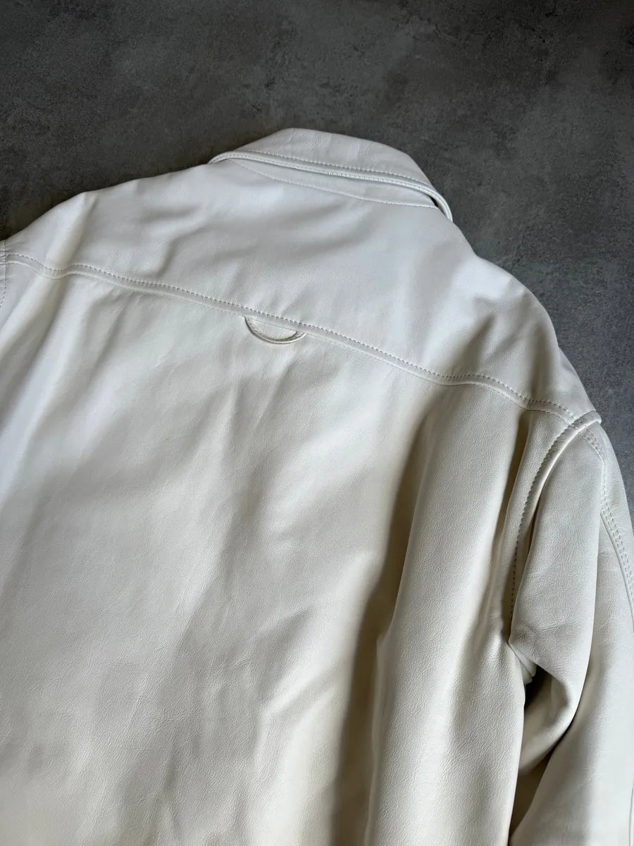 AW2012 Maison Margiela H&M White Leather Shirt Jacket ymZLUKu 9