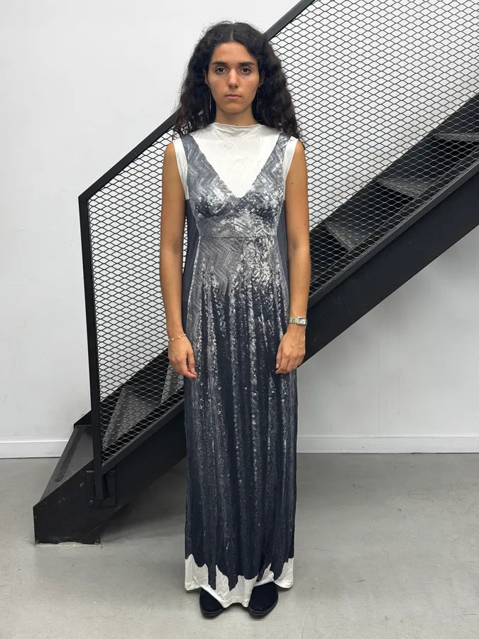 AW2012 Margiela X H&M Navy Trompe L’Oeil Sequin Dress xDknnTG 2