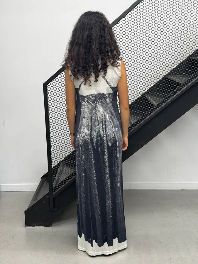 AW2012 Margiela X H&M Navy Trompe L’Oeil Sequin Dress xDknnTG 3