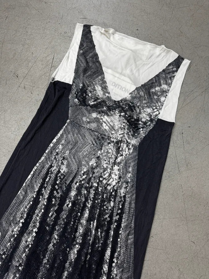 AW2012 Margiela X H&M Navy Trompe L’Oeil Sequin Dress xDknnTG 4