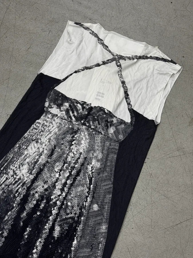 AW2012 Margiela X H&M Navy Trompe L’Oeil Sequin Dress xDknnTG 5