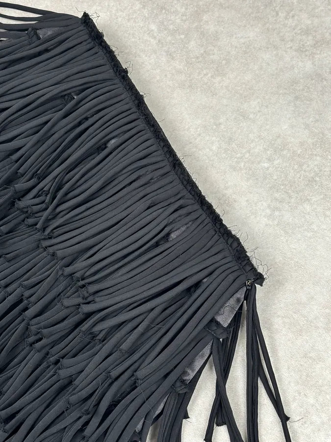 AW2012 Pierre Balmain Black Fringe Skirt zAyMsjU 6