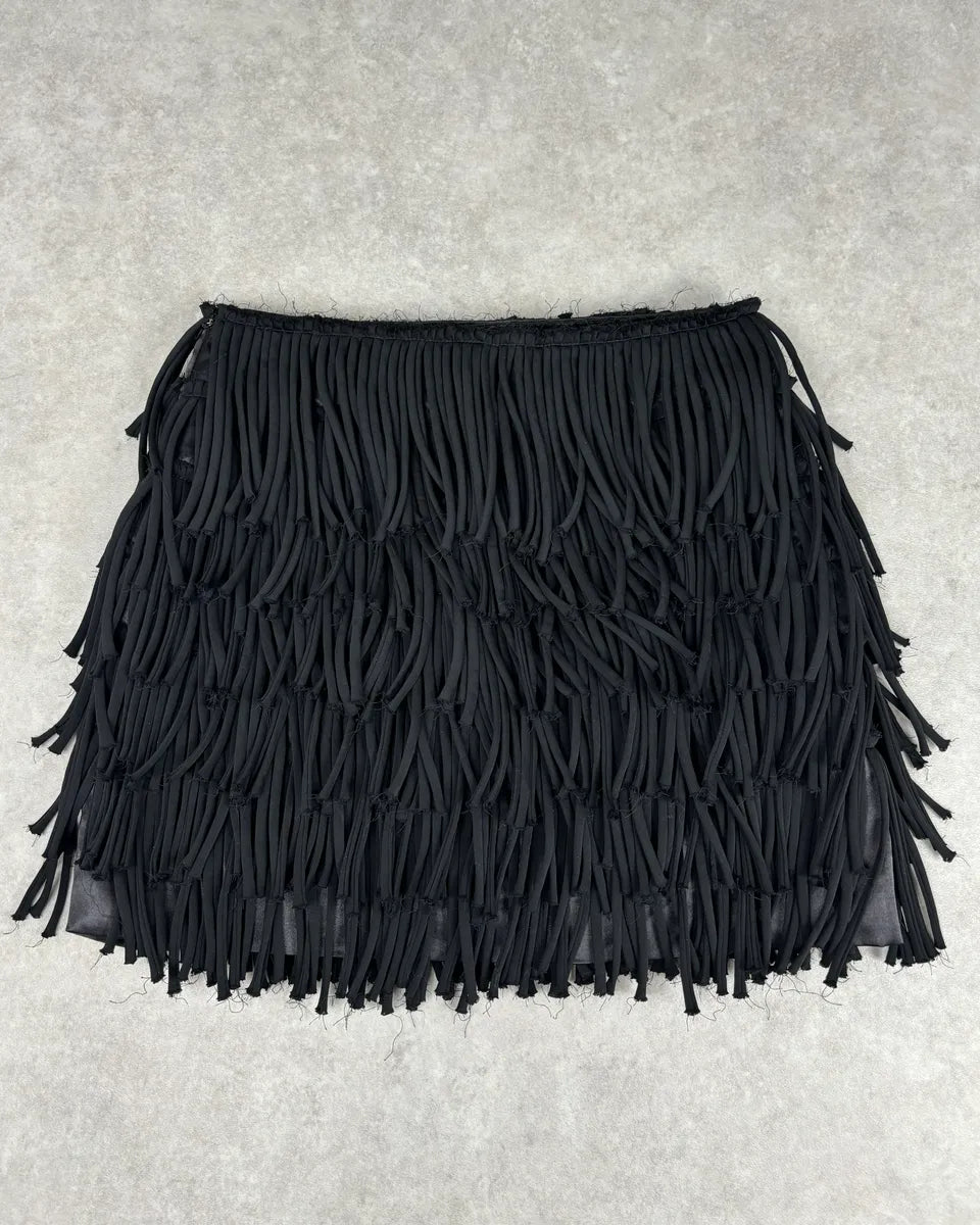 AW2012 Pierre Balmain Black Fringe Skirt zAyMsjU 4