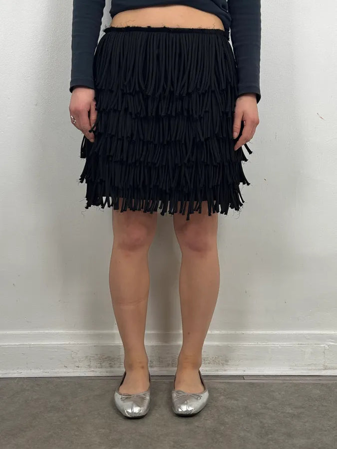 AW2012 Pierre Balmain Black Fringe Skirt zAyMsjU 1