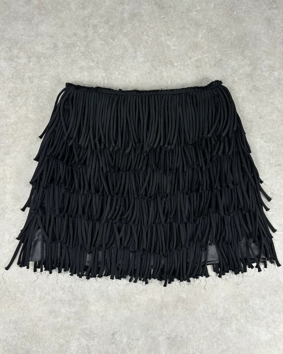AW2012 Pierre Balmain Black Fringe Skirt zAyMsjU 0