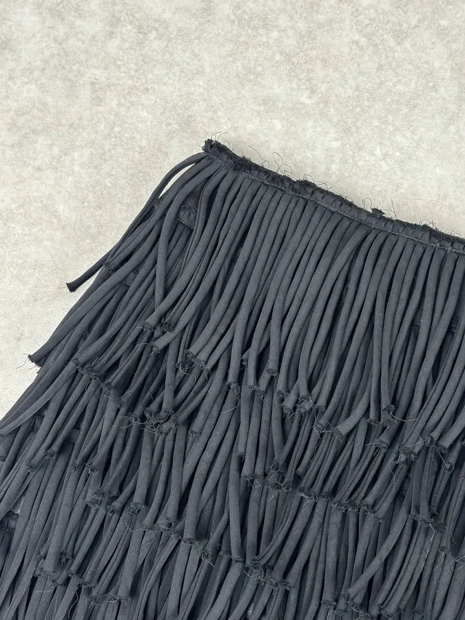 AW2012 Pierre Balmain Black Fringe Skirt zAyMsjU 5