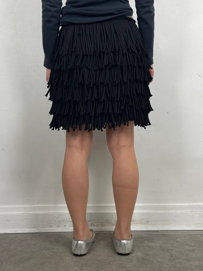 AW2012 Pierre Balmain Black Fringe Skirt zAyMsjU 3