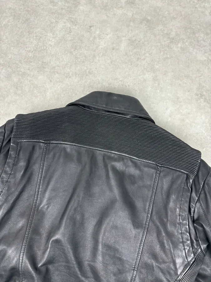 AW2012 Pierre Balmain Black Leather Perfecto Biker Jacket nKKBMSX 5