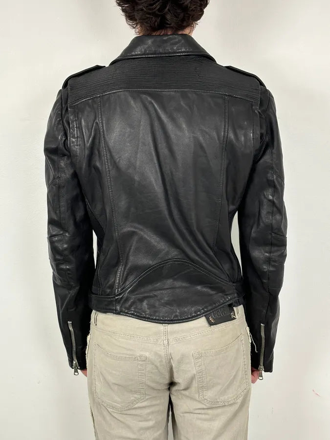AW2012 Pierre Balmain Black Leather Perfecto Biker Jacket nKKBMSX 2