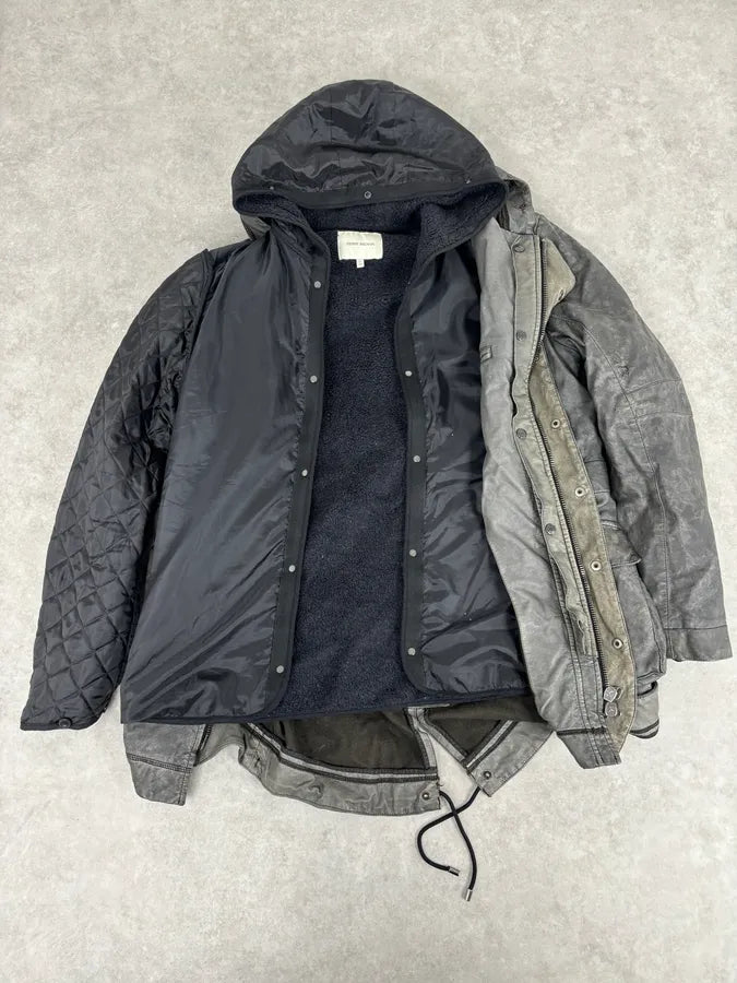 AW2012 Pierre Balmain Grey Eroded Avant-Garde Brut Long Parka Jacket qooLWLt 8