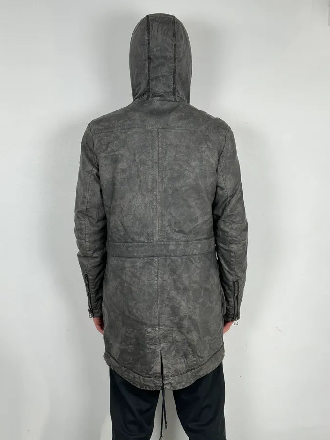 AW2012 Pierre Balmain Grey Eroded Avant-Garde Brut Long Parka Jacket qooLWLt 2