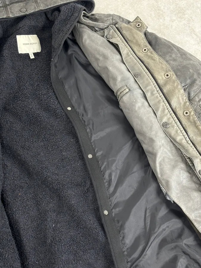 AW2012 Pierre Balmain Grey Eroded Avant-Garde Brut Long Parka Jacket qooLWLt 9