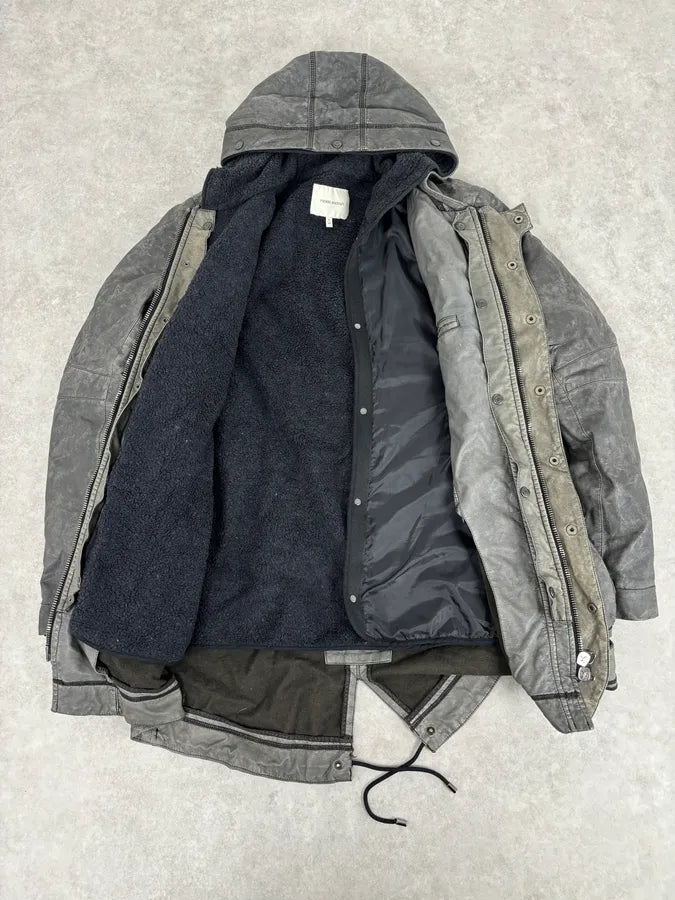 AW2012 Pierre Balmain Grey Eroded Avant-Garde Brut Long Parka Jacket qooLWLt 7