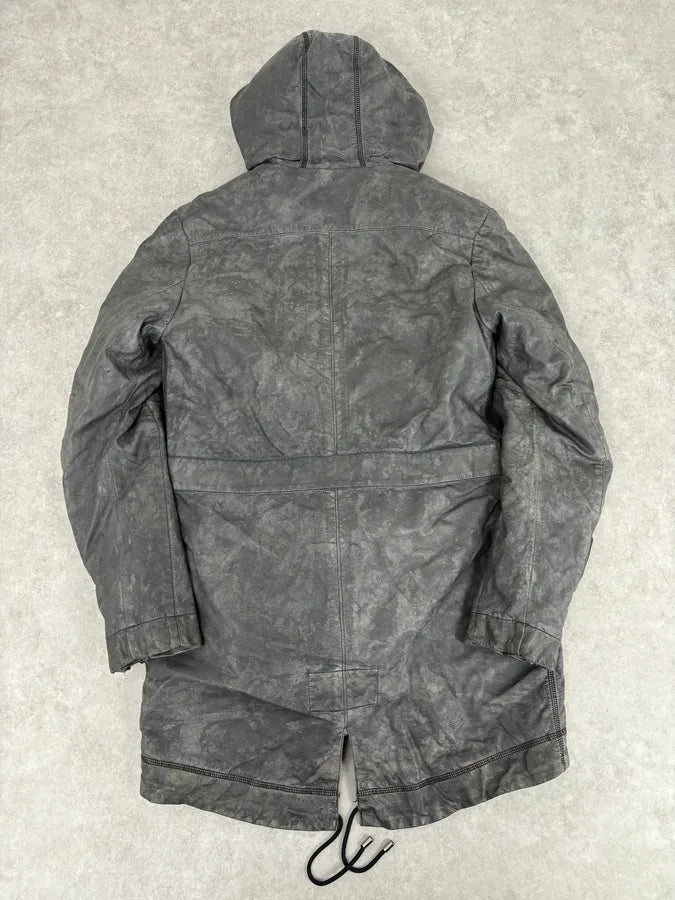 AW2012 Pierre Balmain Grey Eroded Avant-Garde Brut Long Parka Jacket qooLWLt 4