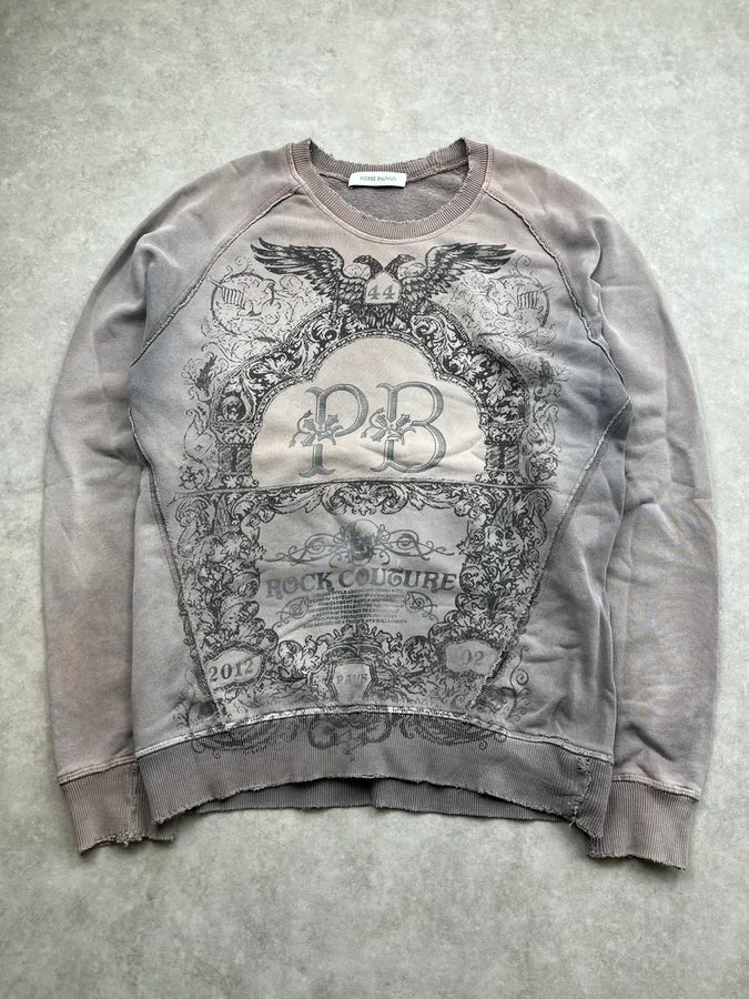 AW2012 Pierre Balmain Rock Faded Distressed Grey Sweater kgxYPSM 0