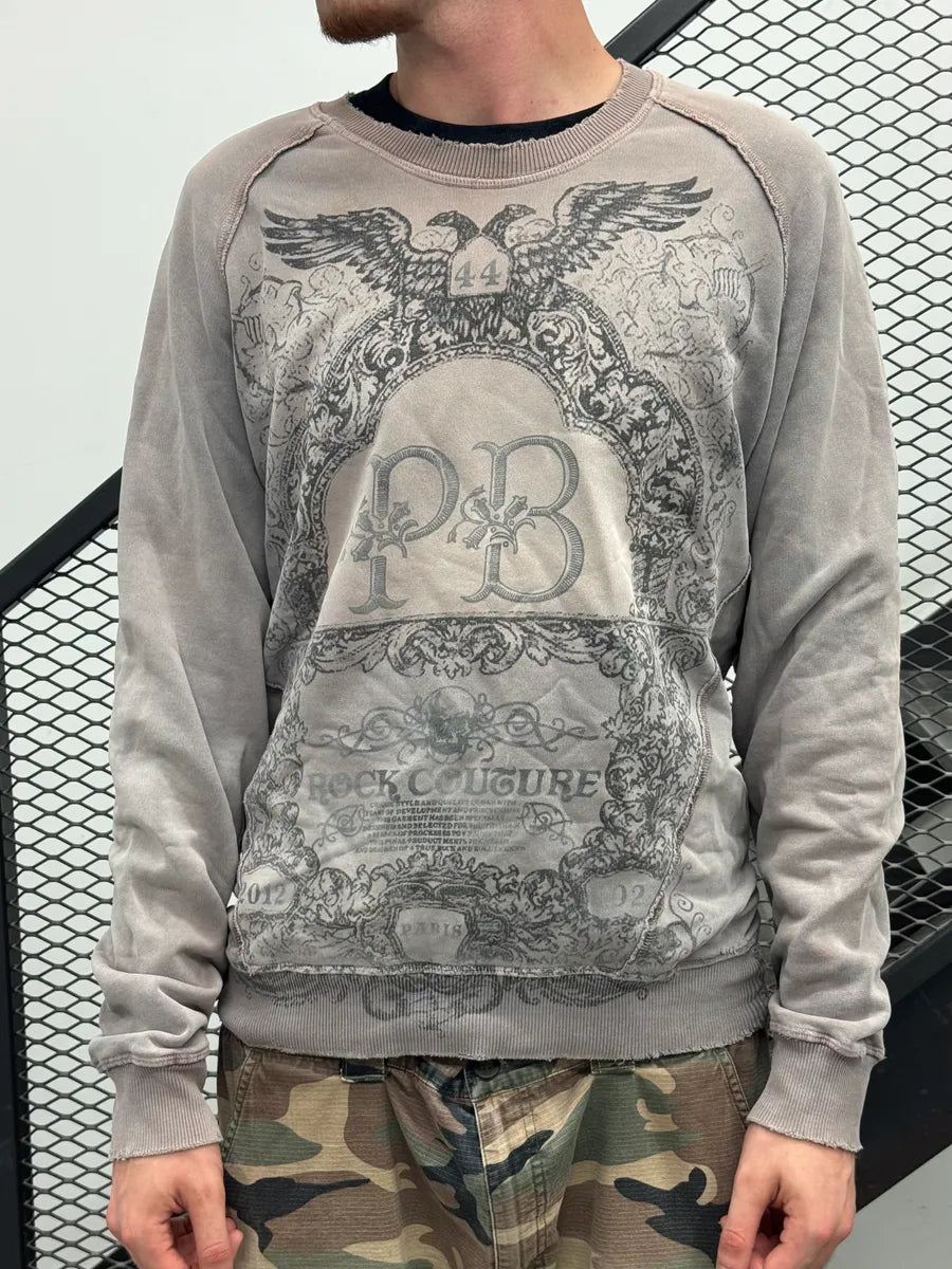 AW2012 Pierre Balmain Rock Faded Distressed Grey Sweater kgxYPSM 1