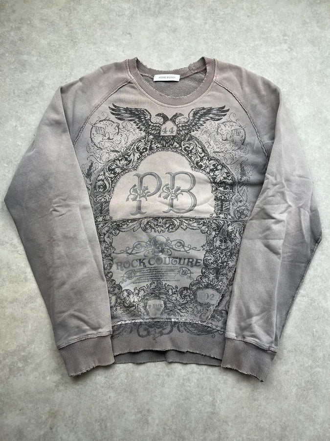 AW2012 Pierre Balmain Rock Faded Distressed Grey Sweater kgxYPSM 3