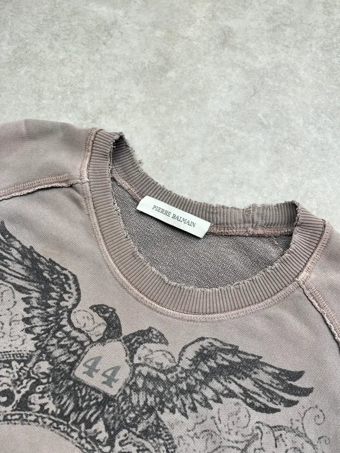 AW2012 Pierre Balmain Rock Faded Distressed Grey Sweater kgxYPSM 5