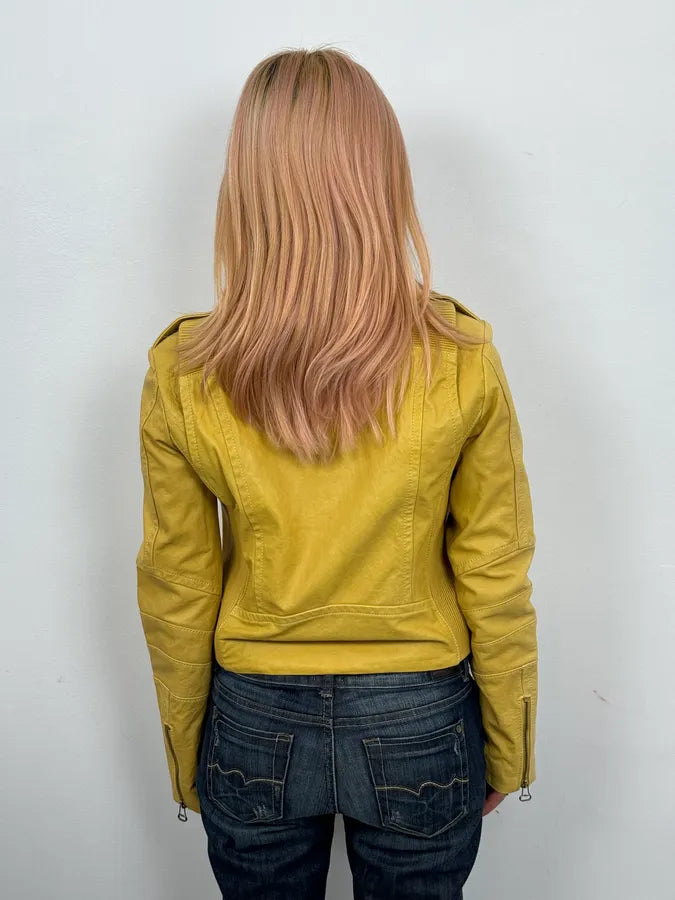 AW2012 Pierre Balmain Yellow Perfecto Leather Biker Jacket RscYqtH 1