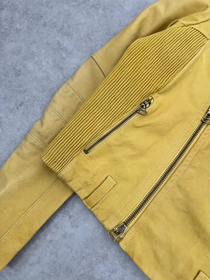 AW2012 Pierre Balmain Yellow Perfecto Leather Biker Jacket RscYqtH 6