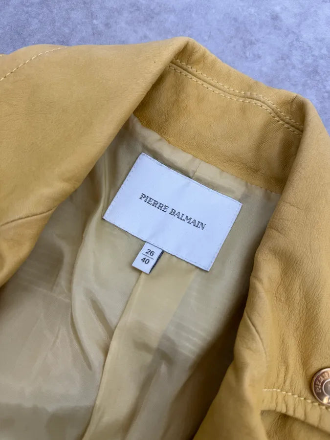 AW2012 Pierre Balmain Yellow Perfecto Leather Biker Jacket RscYqtH 9