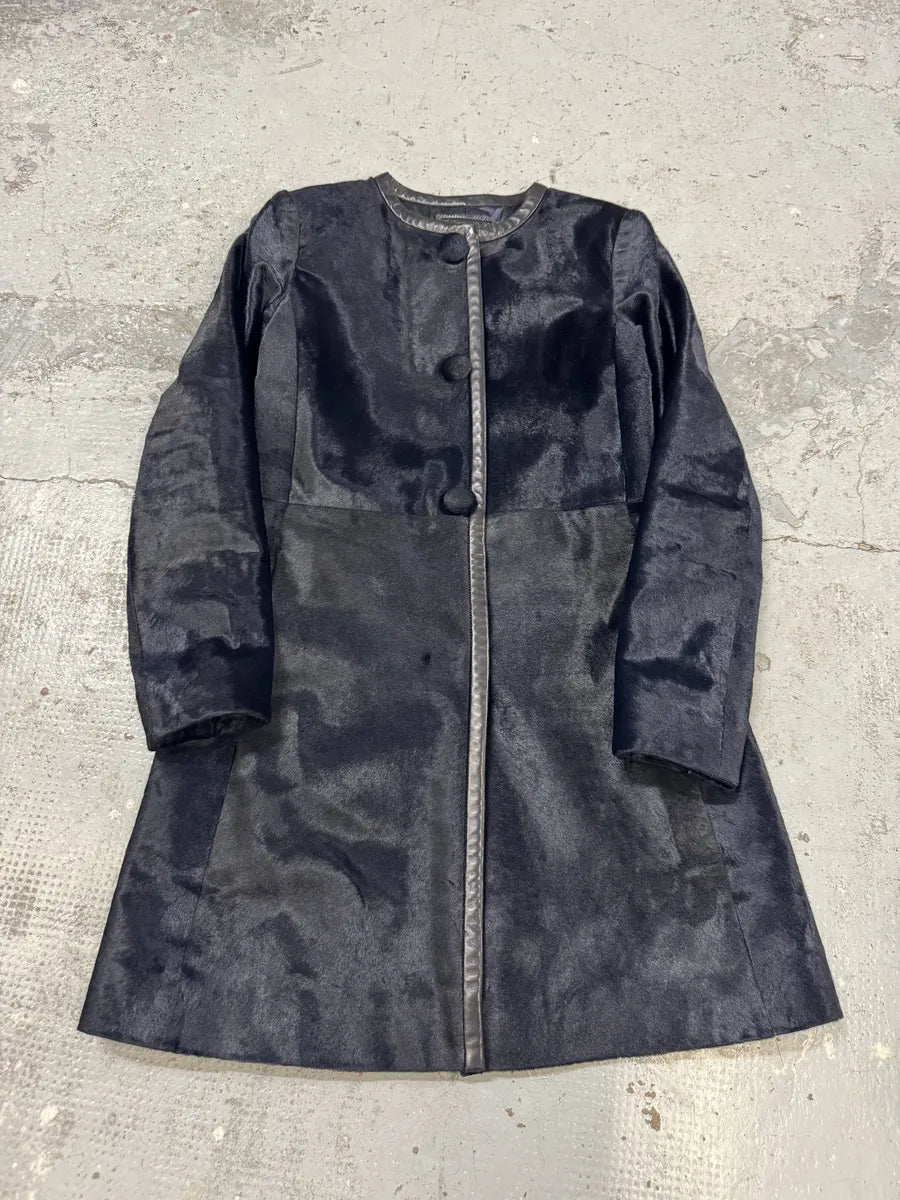 AW2012 Prada Long Black Pony Hair Leather Jacket kbtAUuJ 0