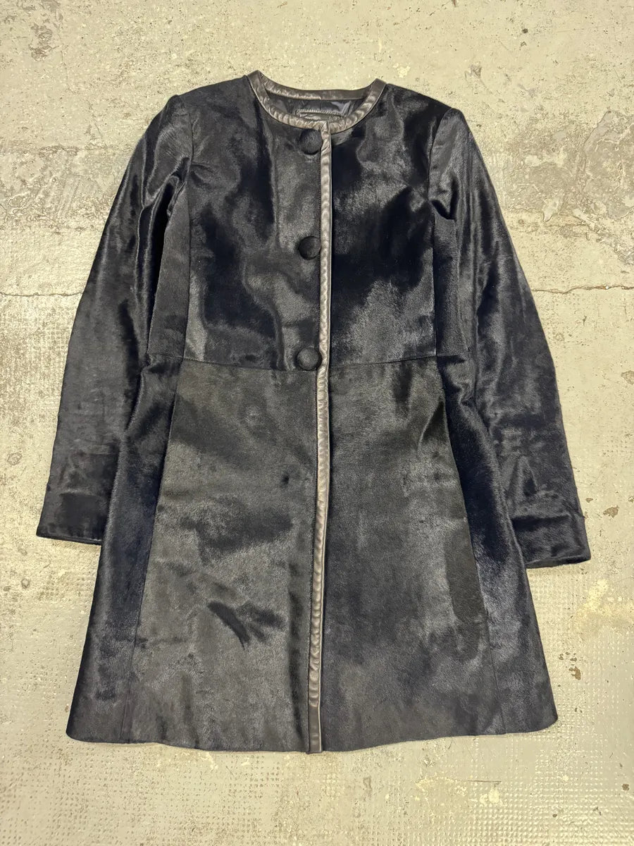 AW2012 Prada Long Black Pony Hair Leather Jacket kbtAUuJ 3