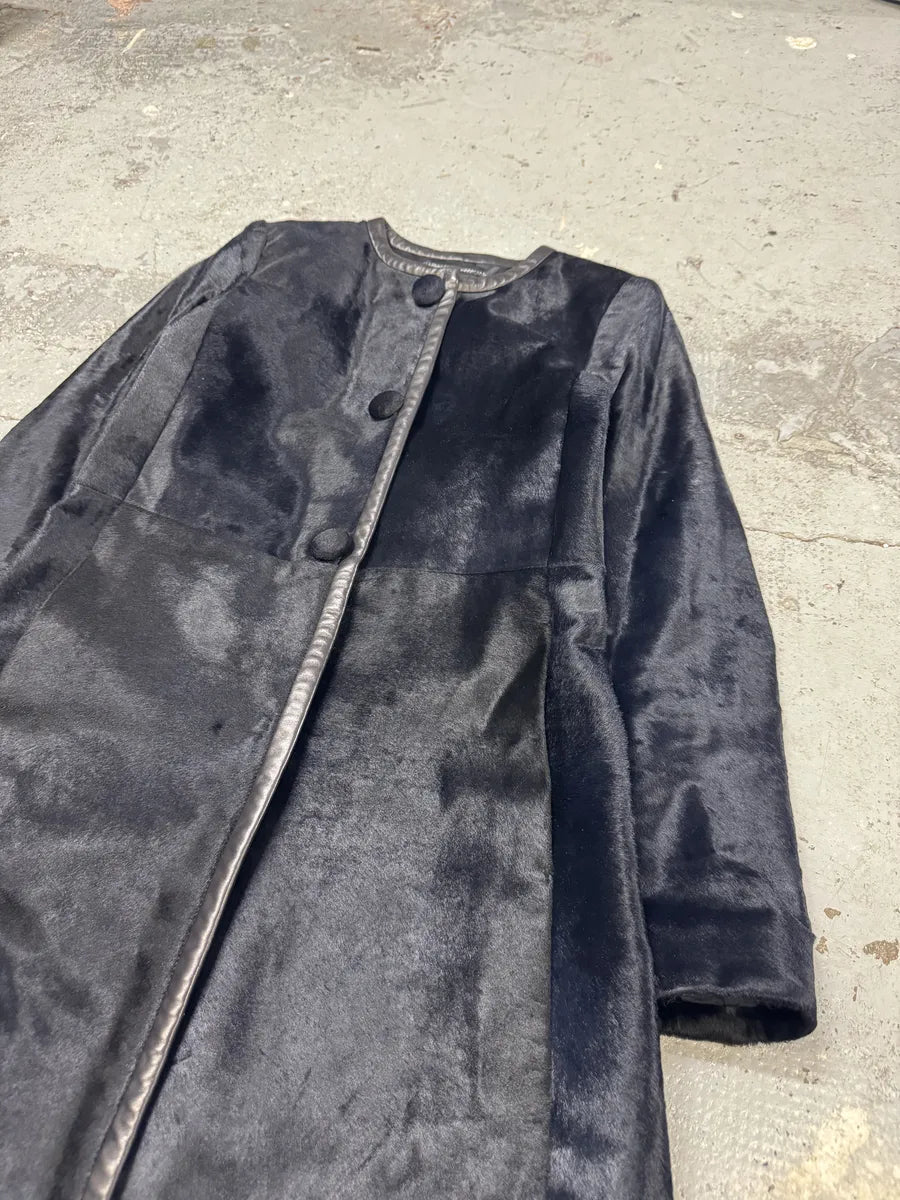 AW2012 Prada Long Black Pony Hair Leather Jacket kbtAUuJ 4