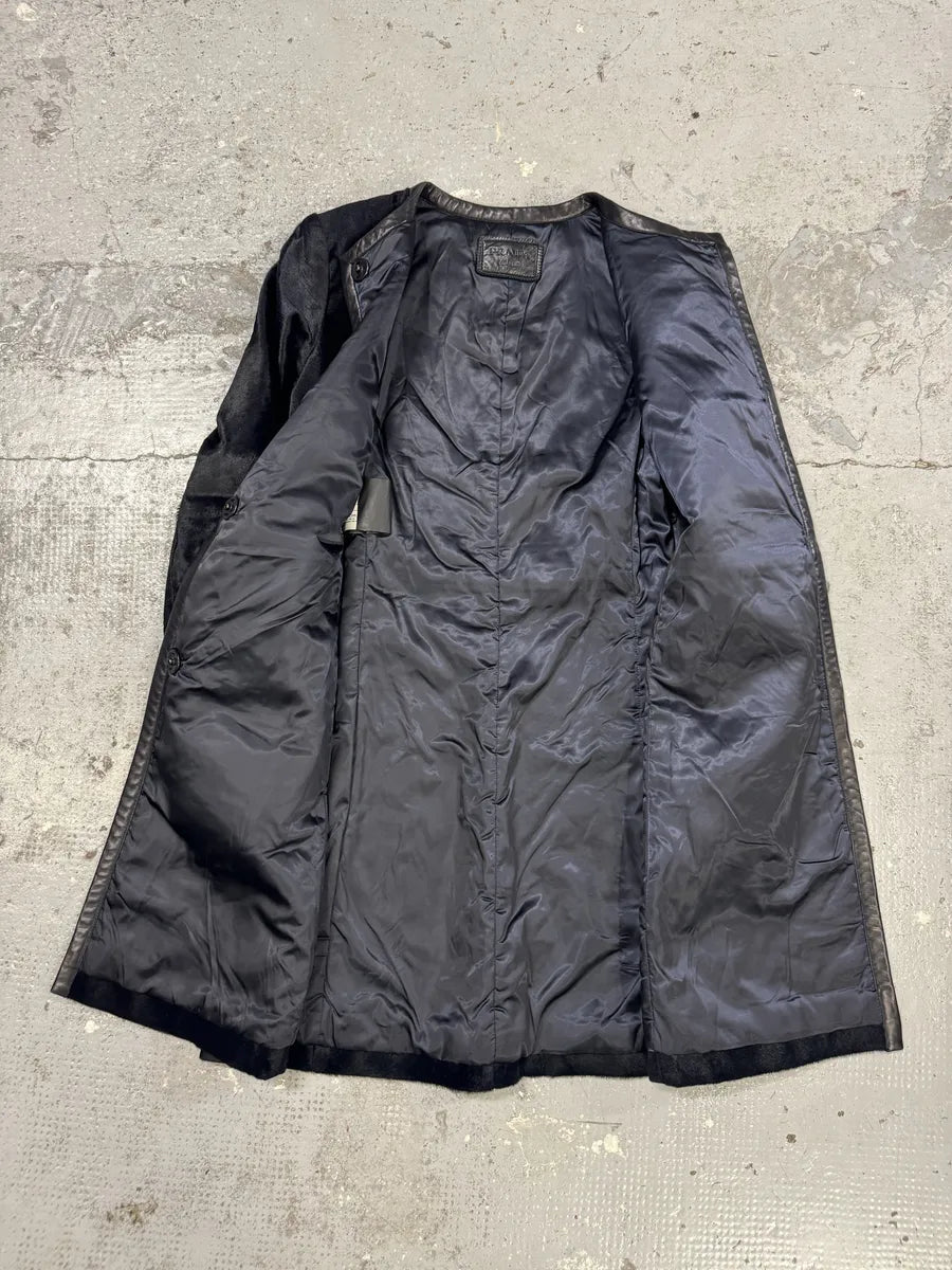 AW2012 Prada Long Black Pony Hair Leather Jacket kbtAUuJ 8