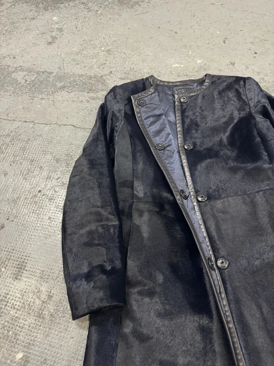 AW2012 Prada Long Black Pony Hair Leather Jacket kbtAUuJ 9