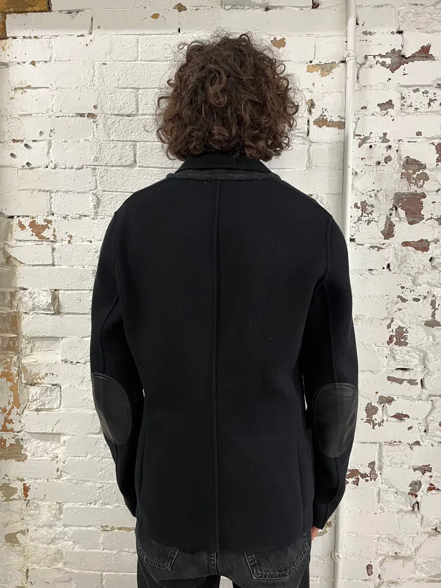 AW2012 Prada Navy Wool Hybrid Buttoned Cardigan Jacket bwJRqAg 2