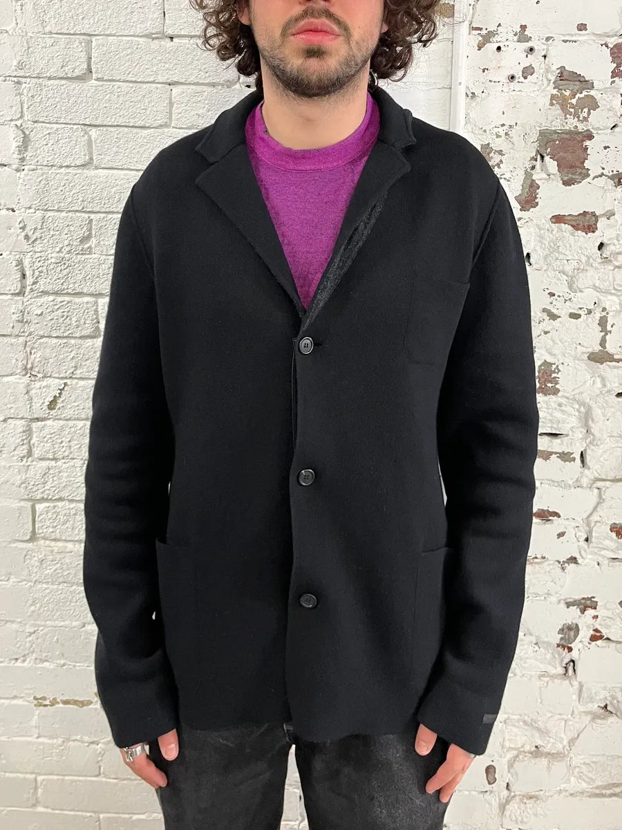 AW2012 Prada Navy Wool Hybrid Buttoned Cardigan Jacket bwJRqAg 1