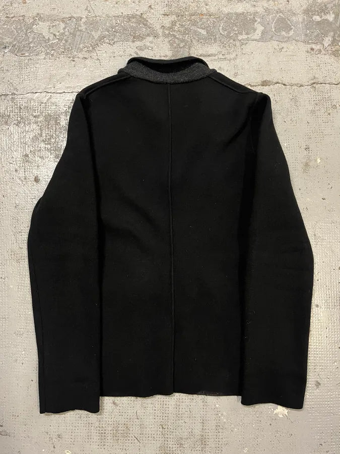 AW2012 Prada Navy Wool Hybrid Buttoned Cardigan Jacket bwJRqAg 3