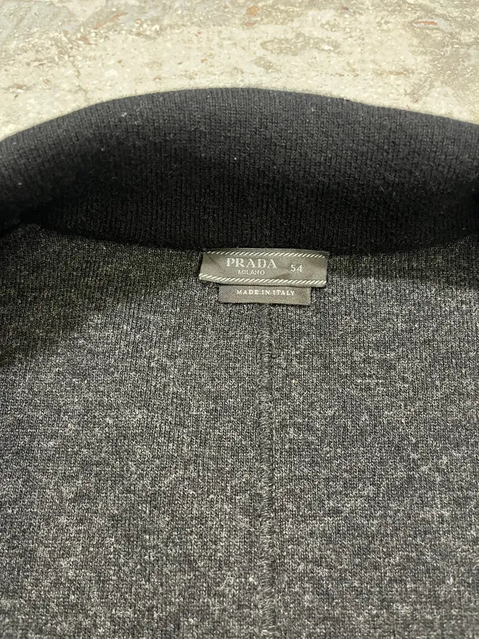 AW2012 Prada Navy Wool Hybrid Buttoned Cardigan Jacket bwJRqAg 5