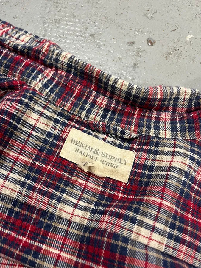 AW2012 Ralph Lauren Denim & Supply  Red & Blue Plaid Flannel Shirt JGeyybe 7