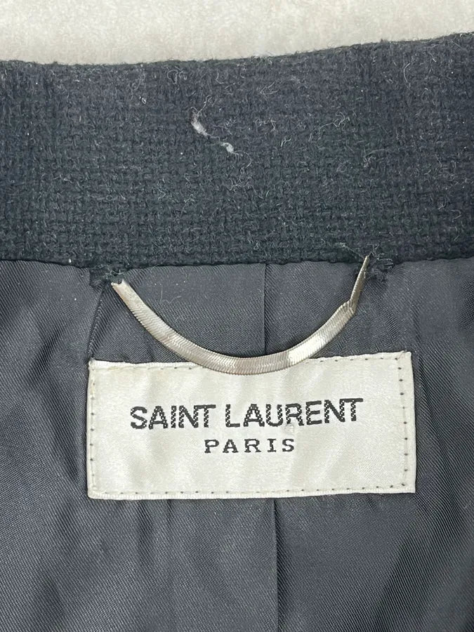 AW2012 Saint Laurent Leopard Black Wool Teddy Bomber Jacket VQUOoch 9