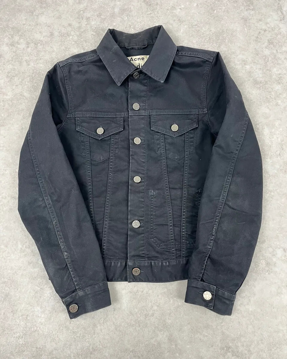 AW2013 Acne Studios Black Obscure Denim Trucker Jacket QkFYFcr 0