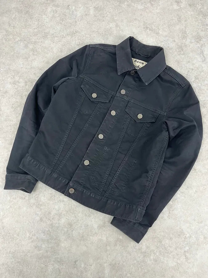 AW2013 Acne Studios Black Obscure Denim Trucker Jacket QkFYFcr 3