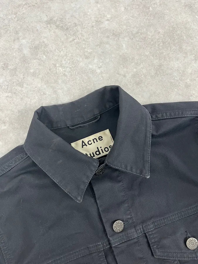 AW2013 Acne Studios Black Obscure Denim Trucker Jacket QkFYFcr 4