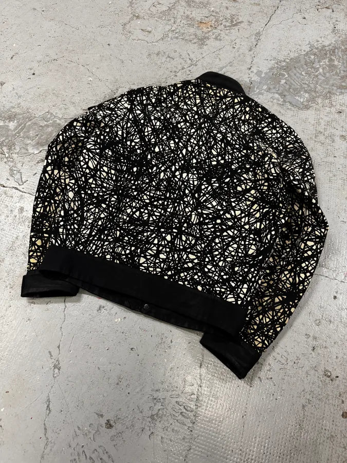 AW2013 Balenciaga Black & White Contemporary Abstract Aviator Jacket DWWUQUJ 5